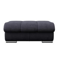 HOCKER Mikrofaser Dunkelblau  - Chromfarben/Dunkelblau, MODERN, Textil/Metall (100/43/80cm) - MID.YOU