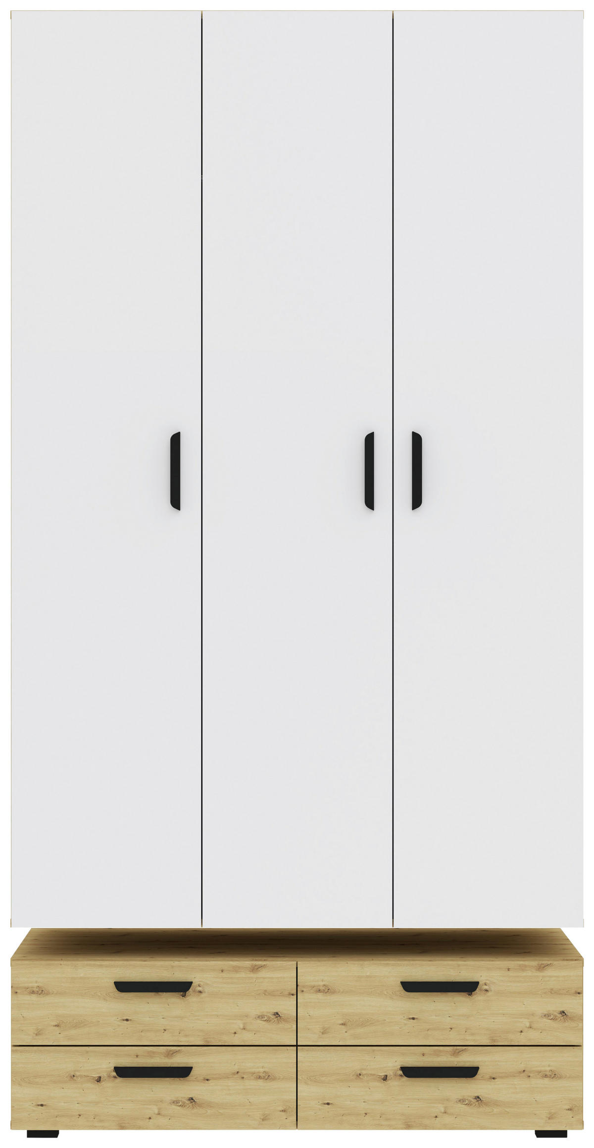 DREHTÜRENSCHRANK  in Weiß, Eiche Artisan  - Schwarz/Weiß, MODERN, Holzwerkstoff/Kunststoff (111/179/52cm) - Carryhome