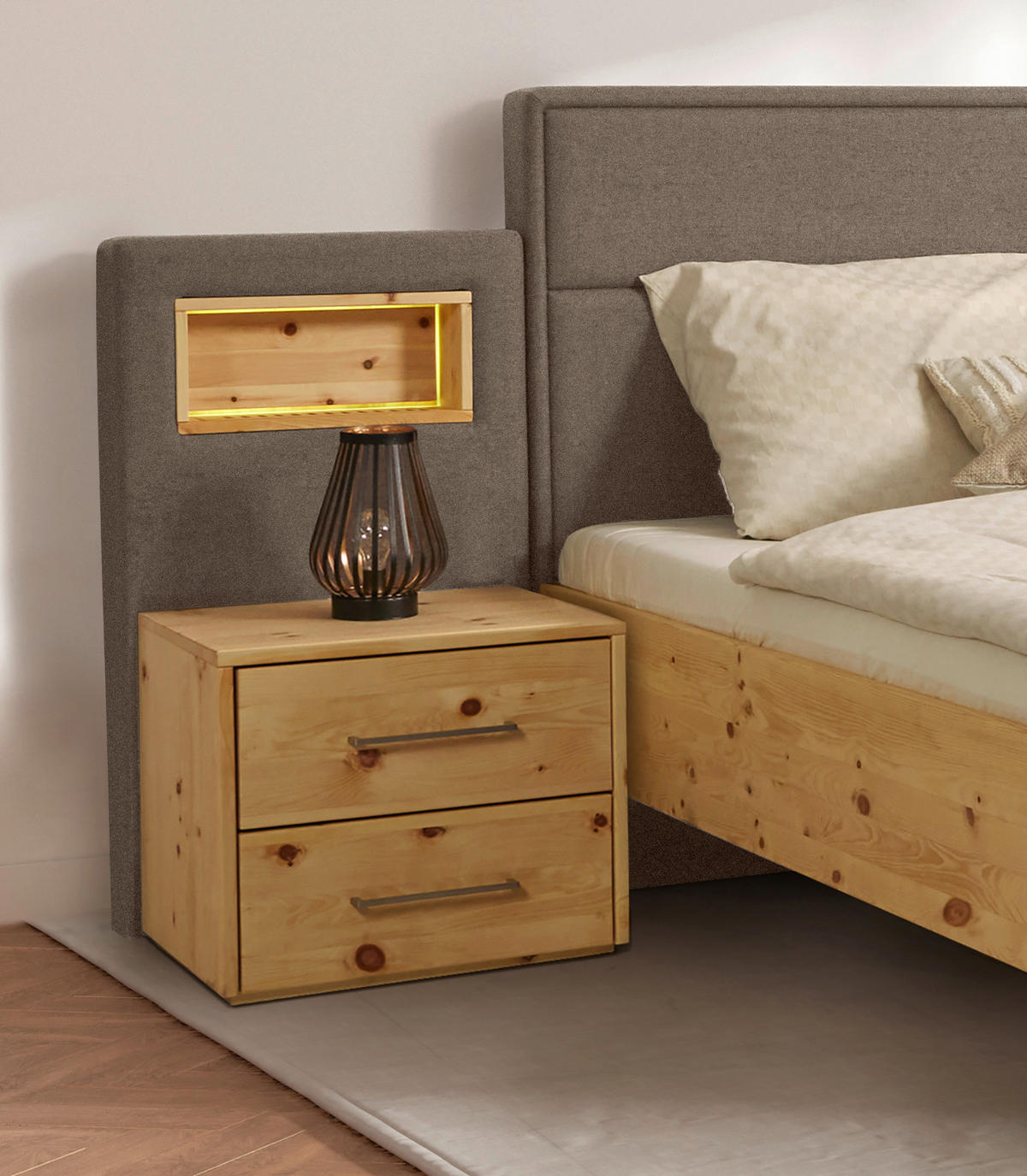 BETT 200/200 cm  in Braun, Zirbelkieferfarben  - Zirbelkieferfarben/Braun, Natur, Holz/Textil (200/200cm) - Valnatura