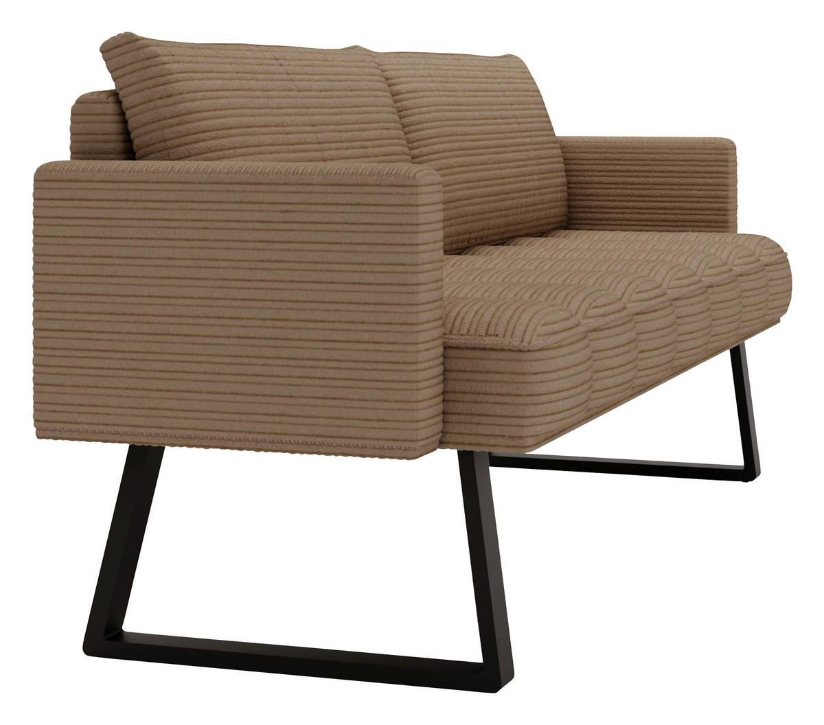 SITZBANK 200/88/69 cm Struktur Braun Metall  - Schwarz/Braun, Design, Textil/Metall (200/88/69cm) - Valdera