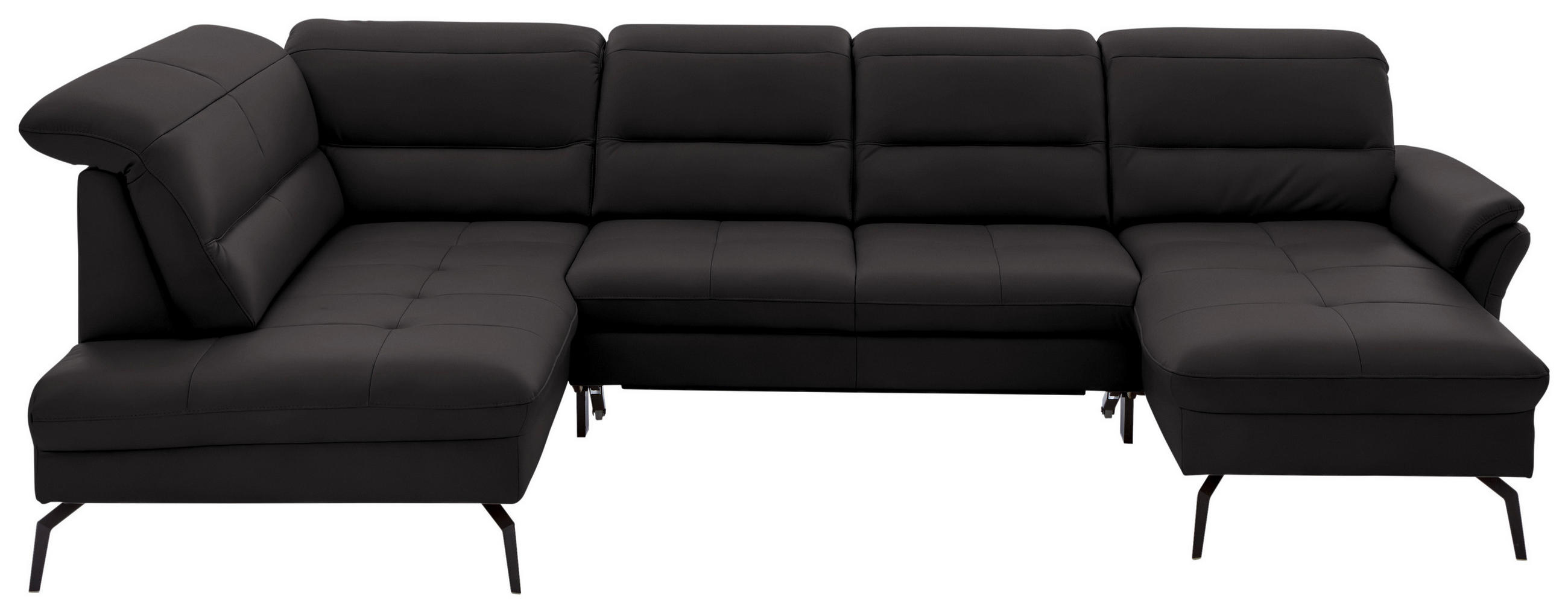 WOHNLANDSCHAFT in Echtleder Schwarz  - Schwarz, Design, Leder/Metall (206/336/181cm) - Beldomo Speed