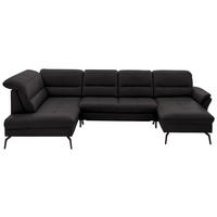WOHNLANDSCHAFT in Echtleder Schwarz  - Schwarz, Design, Leder/Metall (206/336/181cm) - Beldomo Speed