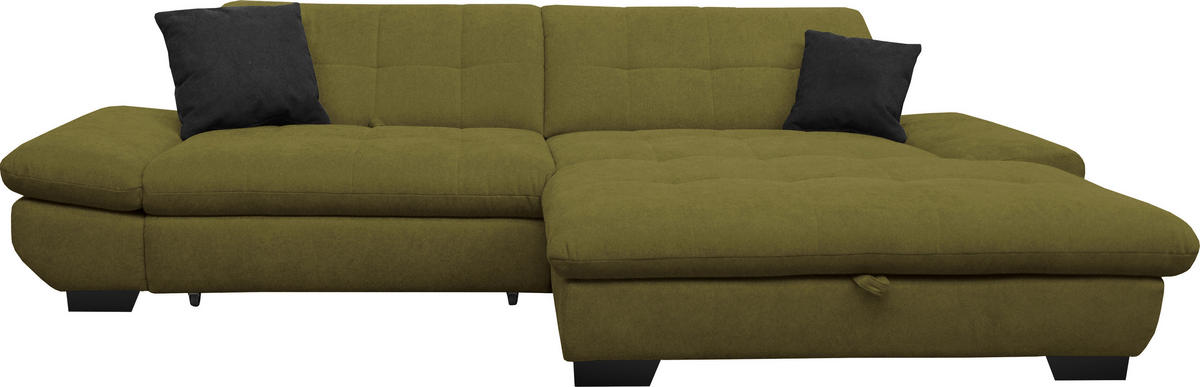 ECKSOFA in Mikrofaser Grün  - Schwarz/Grün, Design, Textil/Metall (290/198cm) - Xora