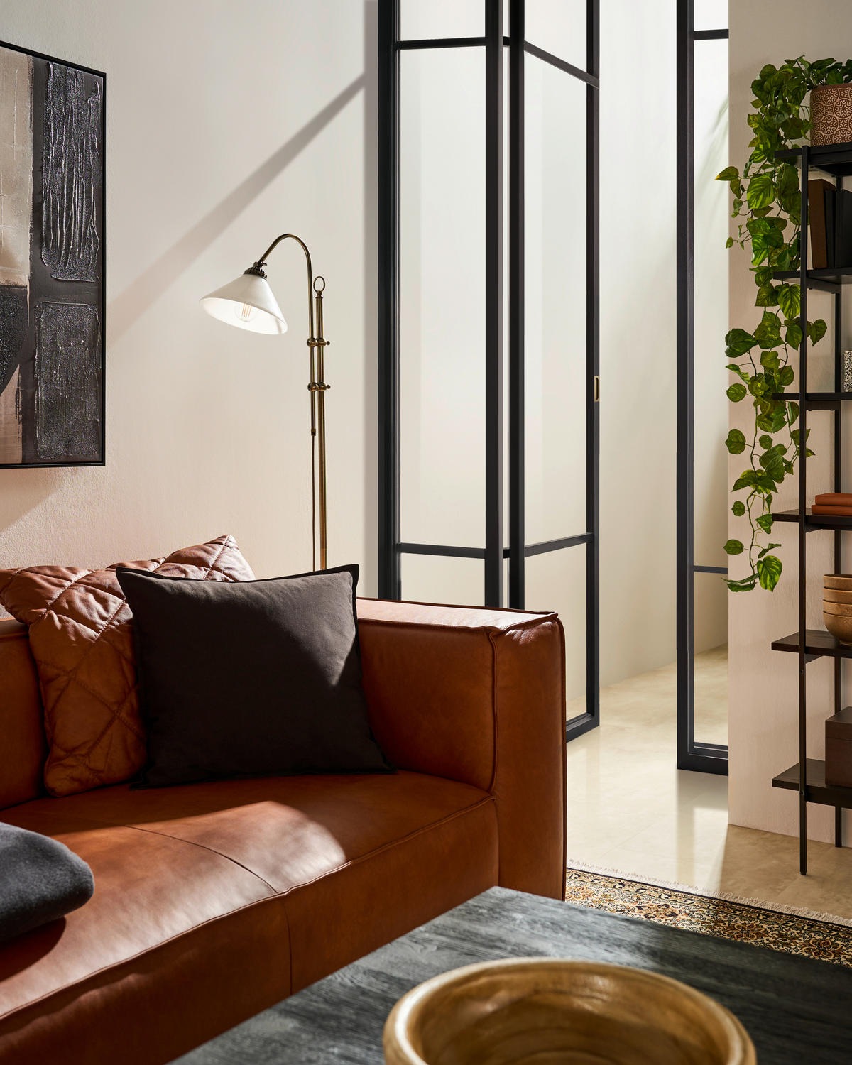 3-SITZER-SOFA in Echtleder Cognac  - Cognac/Schwarz, Modern, Leder/Kunststoff (260/66/104cm) - W.Schillig
