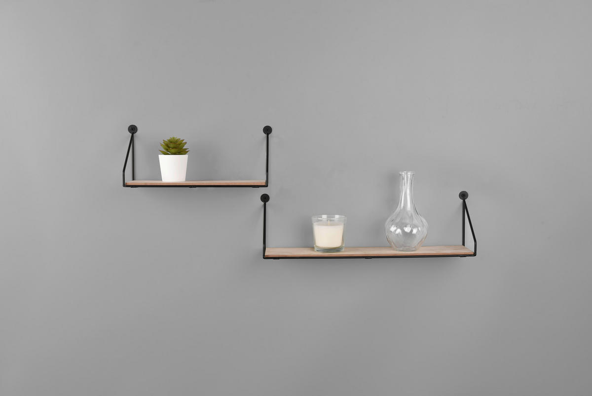 WANDREGALSET 2-teilig Schwarz  - Schwarz, Trend, Holzwerkstoff/Metall (30/13/10cm)