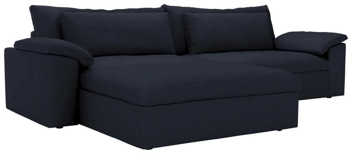 ECKSOFA  Chenille Dunkelblau  - Schwarz/Dunkelblau, Modern, Kunststoff/Textil (198/306cm) - Carryhome