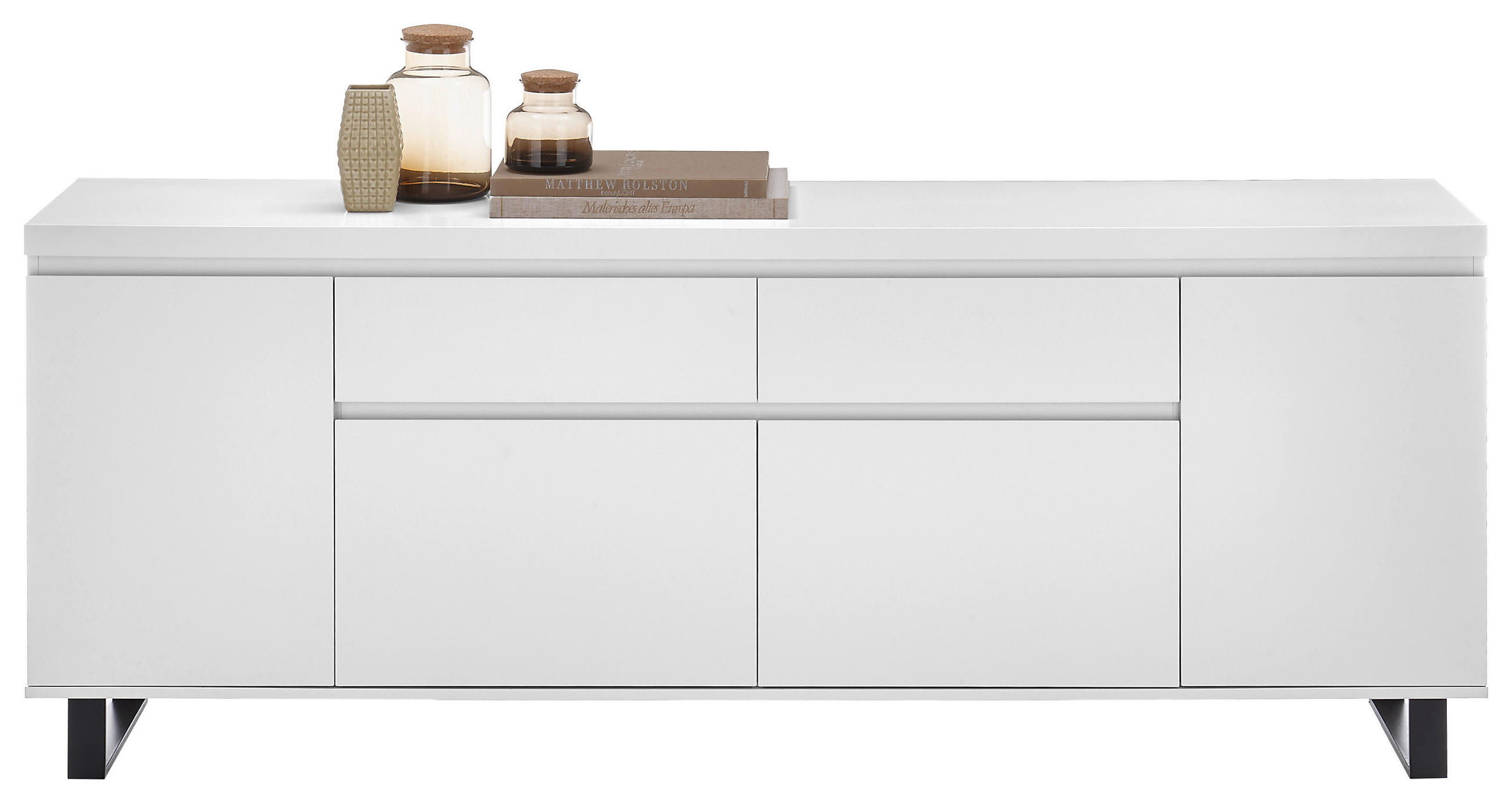 Thumbnail - Sideboard Austin, Schwarz, Weiß, Holzwerkstoff, 2 Fächer, 2 Schublade(n) Schubladen, 191x74x40 cm, stehend, Wohnzimmer, ...