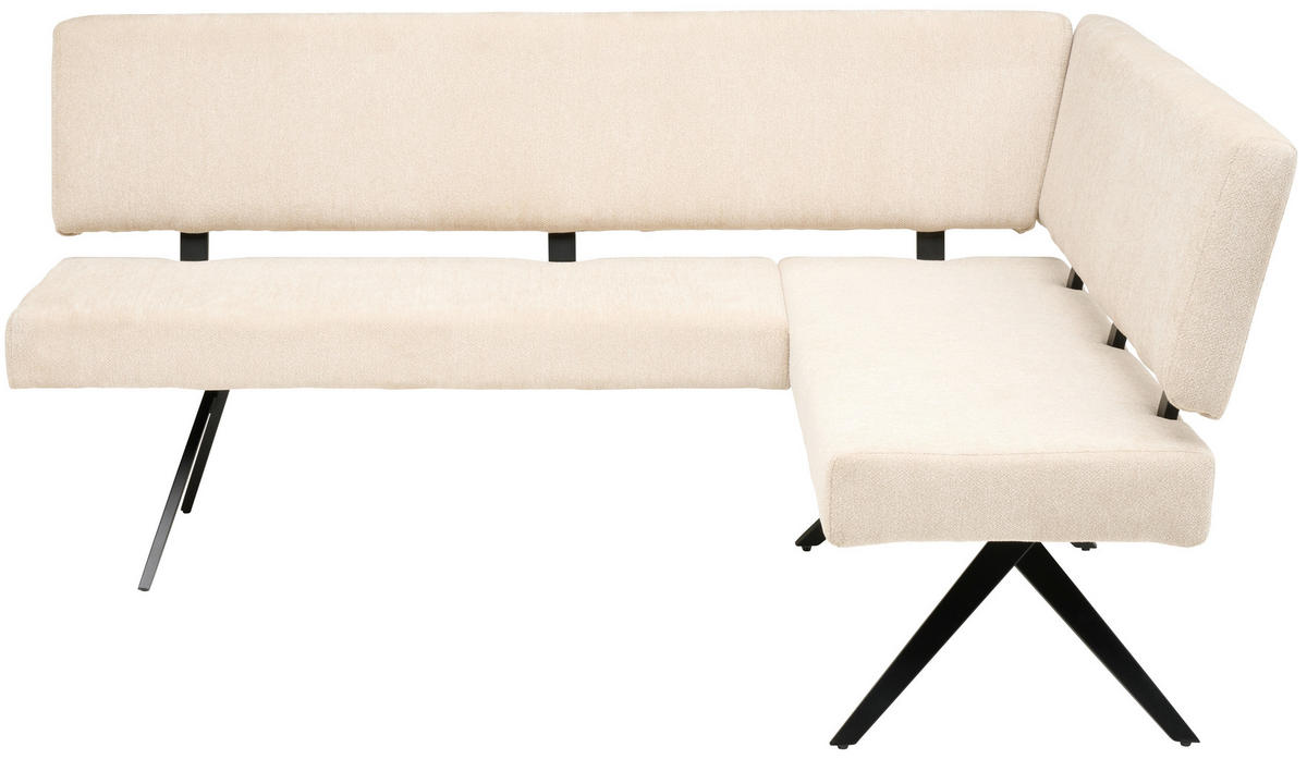 ECKBANK 190/150 cm Leinenoptik Beige   - Beige/Schwarz, KONVENTIONELL, Textil/Metall (190/150cm) - MID.YOU