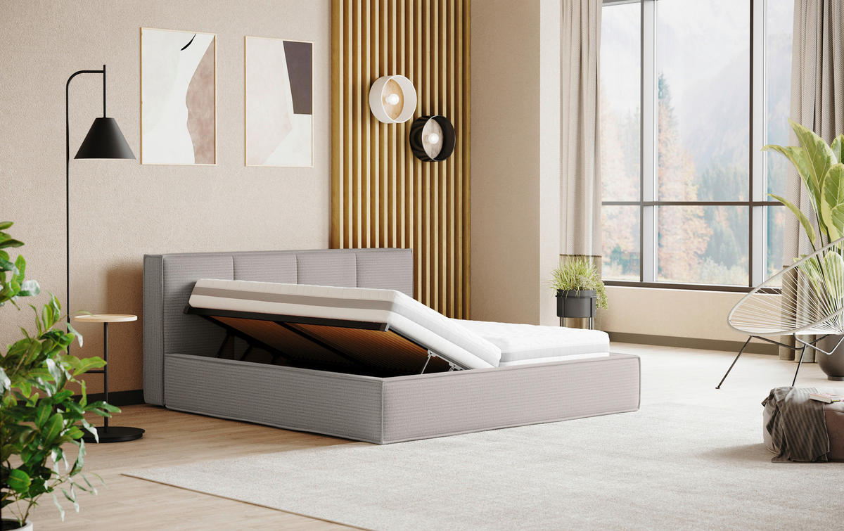 KÁRPITOZOTT ÁGY 160/200 cm  szürke  - fekete/antracit, Basics, faalapú anyag/textil (160/200cm) - Carryhome