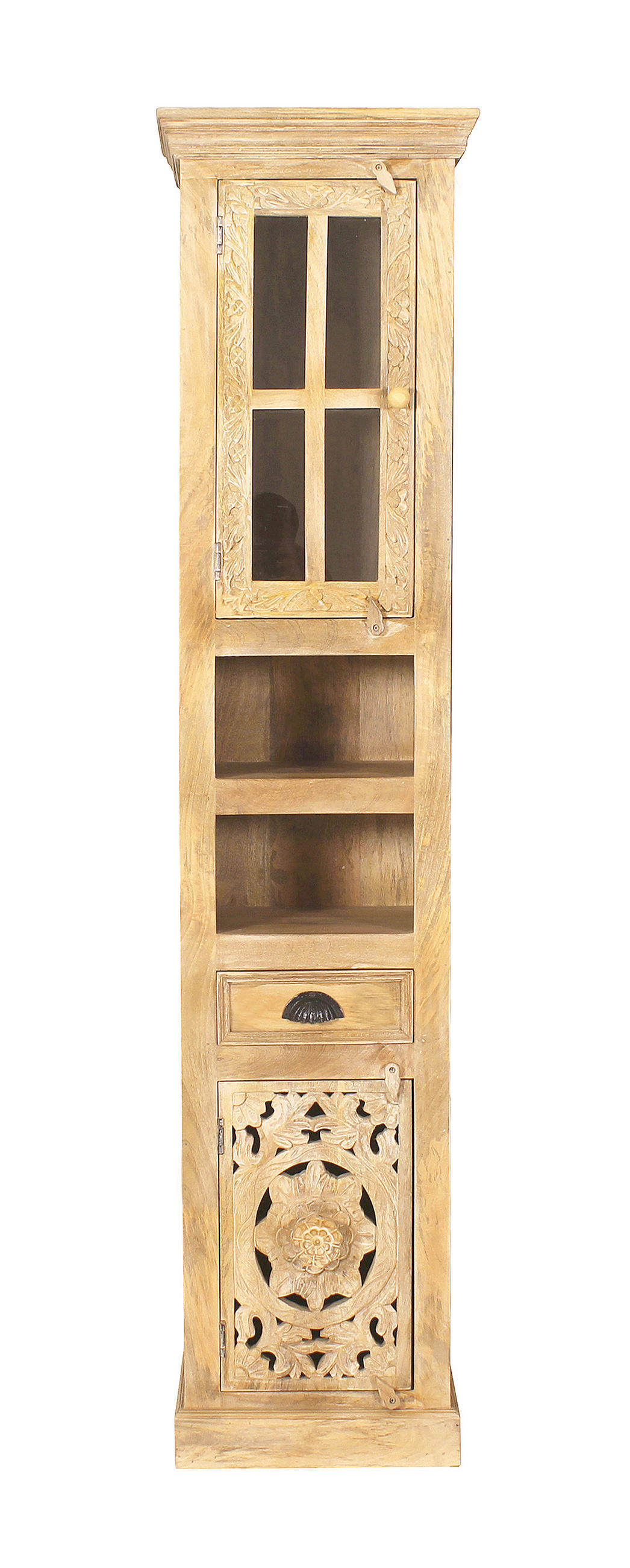 HOCHSCHRANK 44/188/35 cm  - Schwarz/Naturfarben, Design, Glas/Holz (44/188/35cm) - MID.YOU