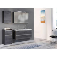 BADEZIMMER  in 120 cm  - Weiss/Eichefarben, Basics, Holzwerkstoff/Stein (120cm) - Held