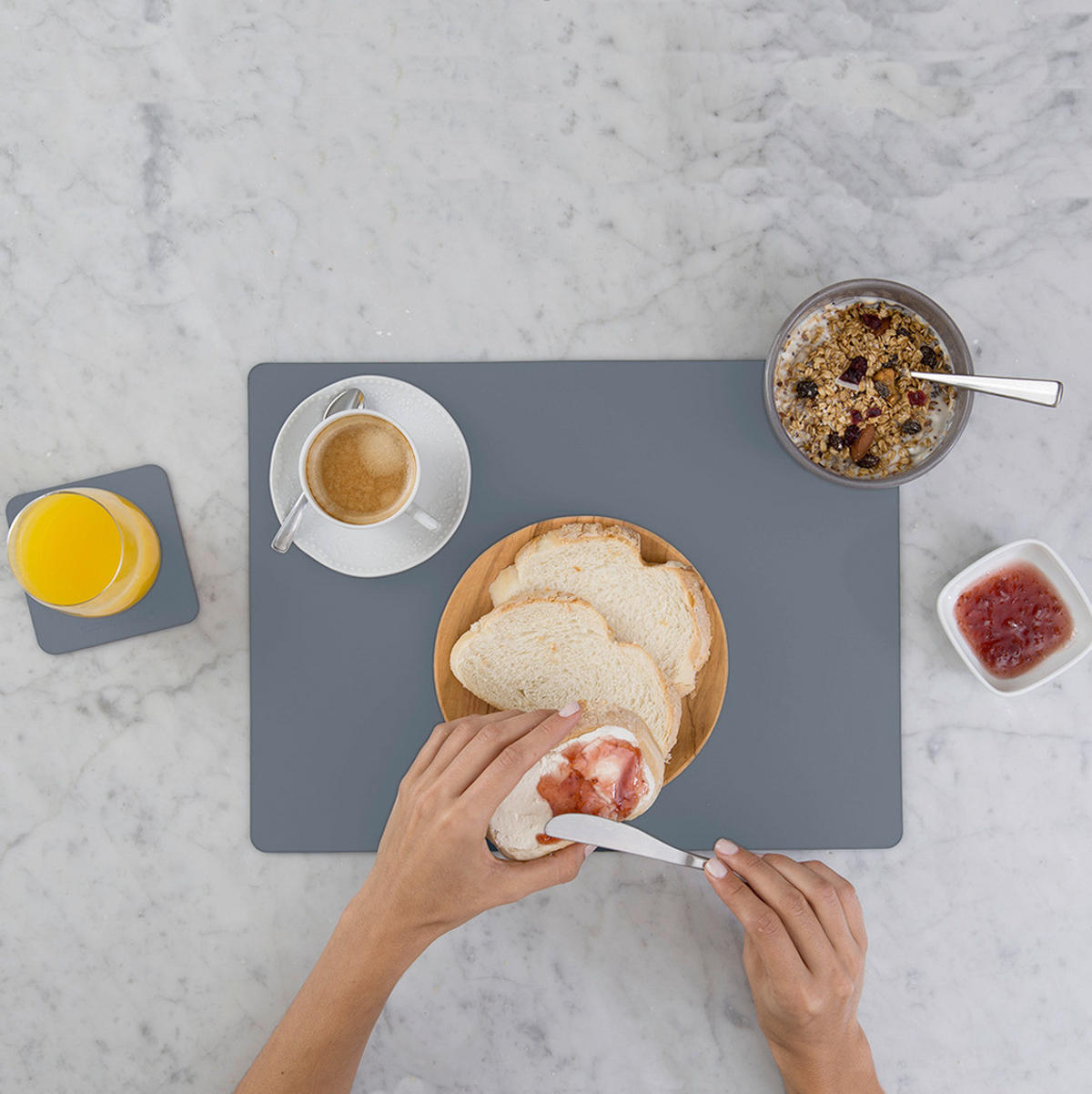 TISCHSET Leder Blau  - Blau, Basics, Leder (40/30/0.2cm)