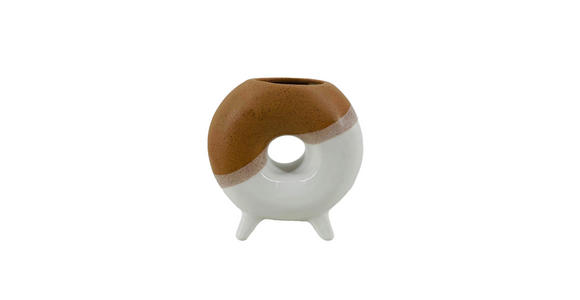VASE 12.5 cm  - Braun/Weiß, Trend, Keramik (12,3/5,5/12,6cm) - Ambia Home