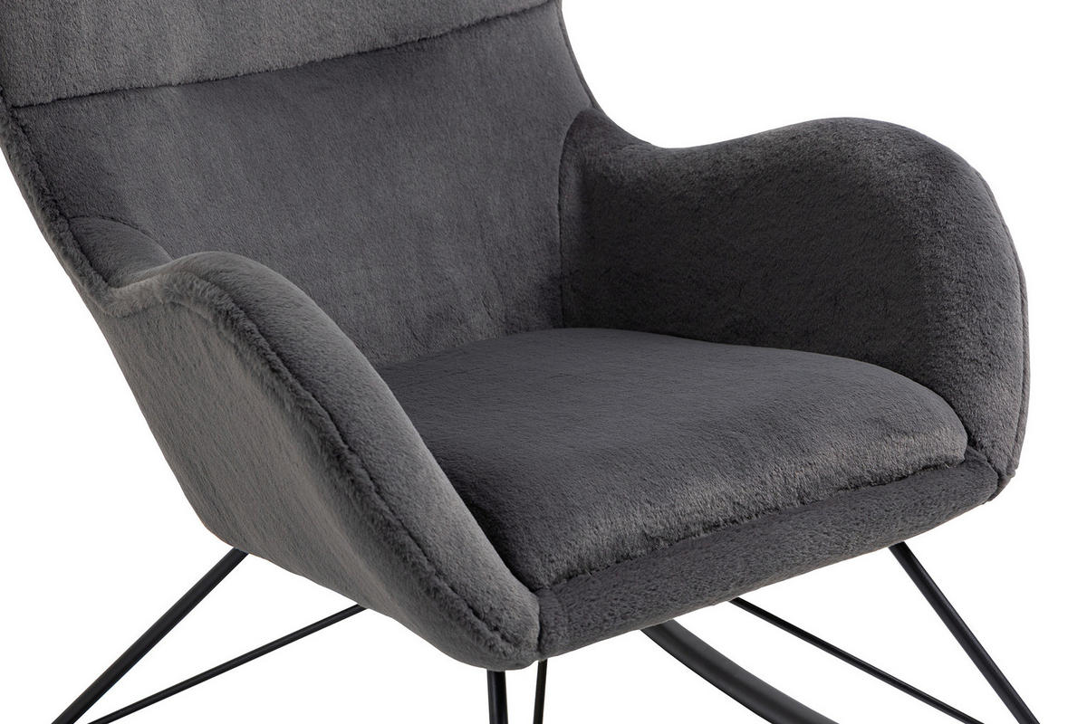 SCHAUKELSTUHL in Dunkelgrau, Schwarz  - Dunkelgrau/Schwarz, MODERN, Textil/Metall (70/102/94cm) - Livetastic
