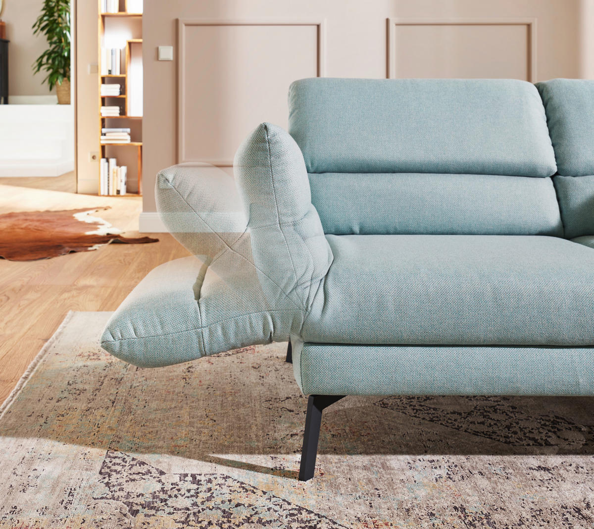 2-SITZER-SOFA Flachgewebe Blau  - Blau/Schwarz, Design, Textil/Metall (178-226/83-113/96-177cm) - Dieter Knoll