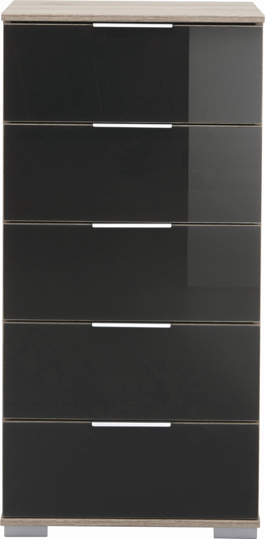 KOMMODE  in 49/102/41 cm  - Eichefarben/Alufarben, Design, Glas/Holzwerkstoff (49/102/41cm) - Carryhome