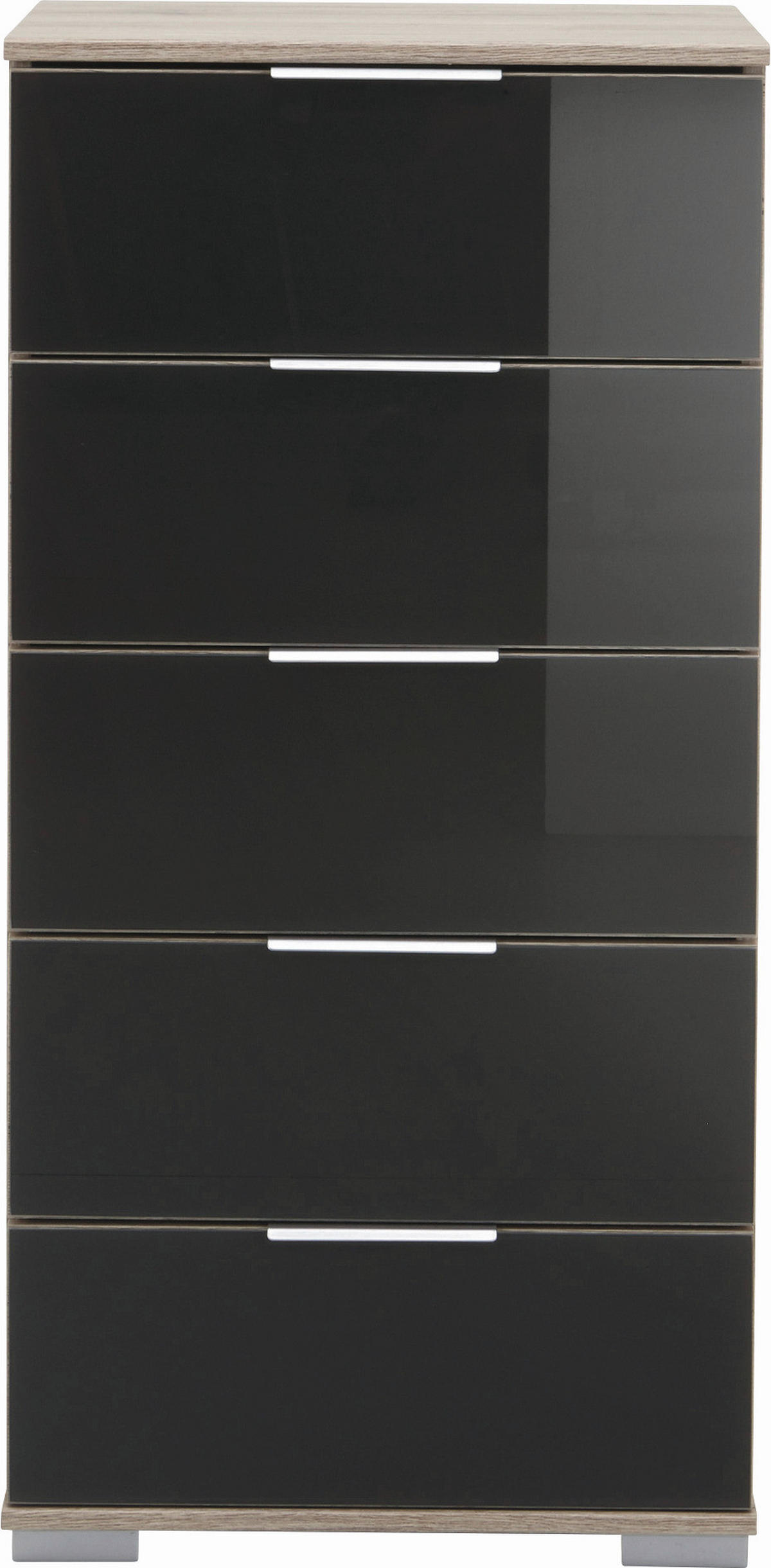 KOMMODE  in 49/102/41 cm  - Eichefarben/Alufarben, Design, Glas/Holzwerkstoff (49/102/41cm) - Carryhome