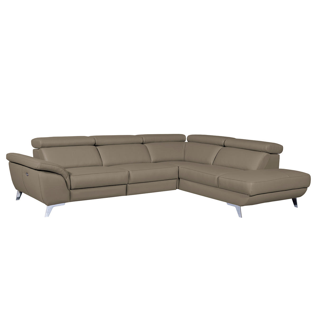 ECKSOFA  in Echtleder Taupe  283/228 cm  - Taupe/Silberfarben, Design, Leder/Metall (283/228cm) - Livetastic