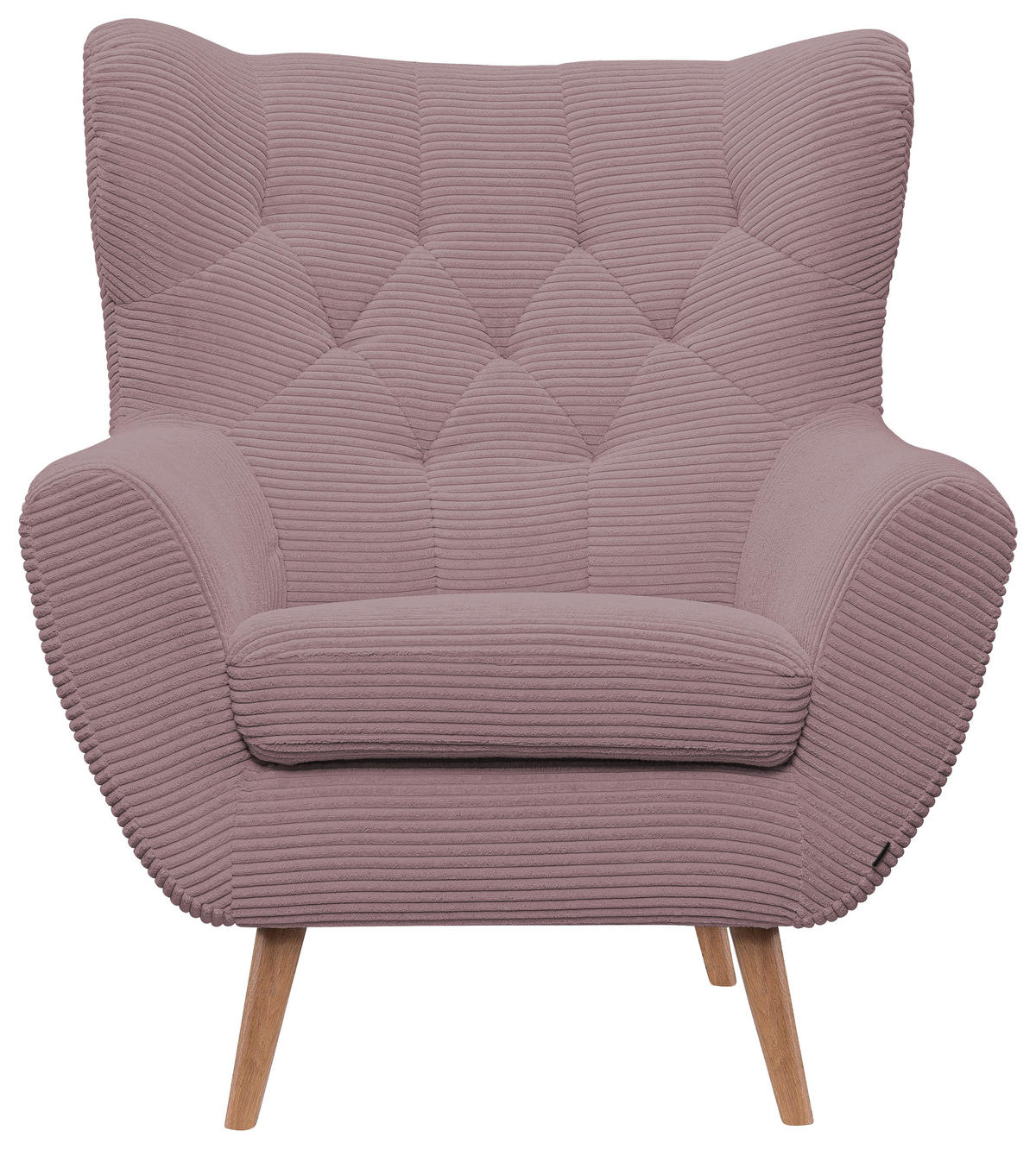 SESSEL in Cord Rosa  - Erlefarben/Rosa, Design, Holz/Textil (87/101/95cm) - Stylife