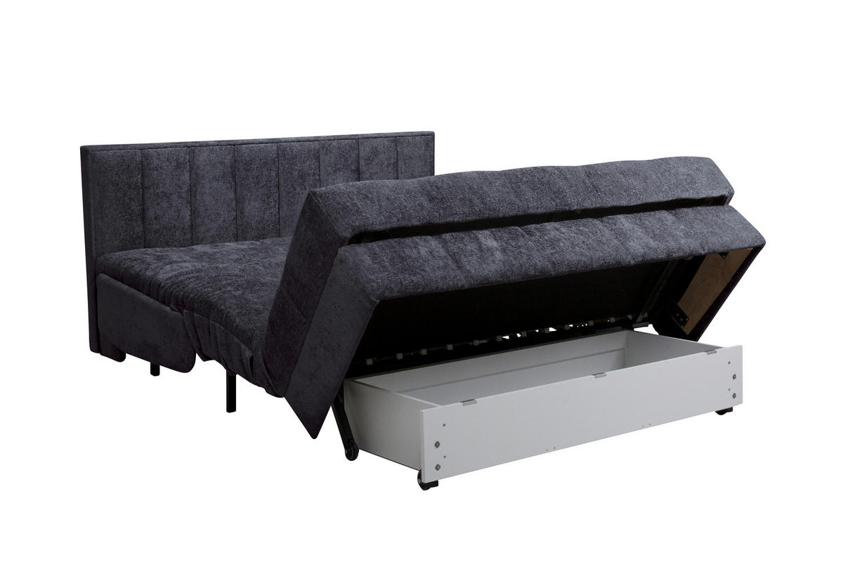 SCHLAFSOFA  mit Stoffauswahl, Schlafen auf Sitzhöhe Chenille Anthrazit  - Anthrazit/Schwarz, KONVENTIONELL, Kunststoff/Textil (166/93/106cm) - home24