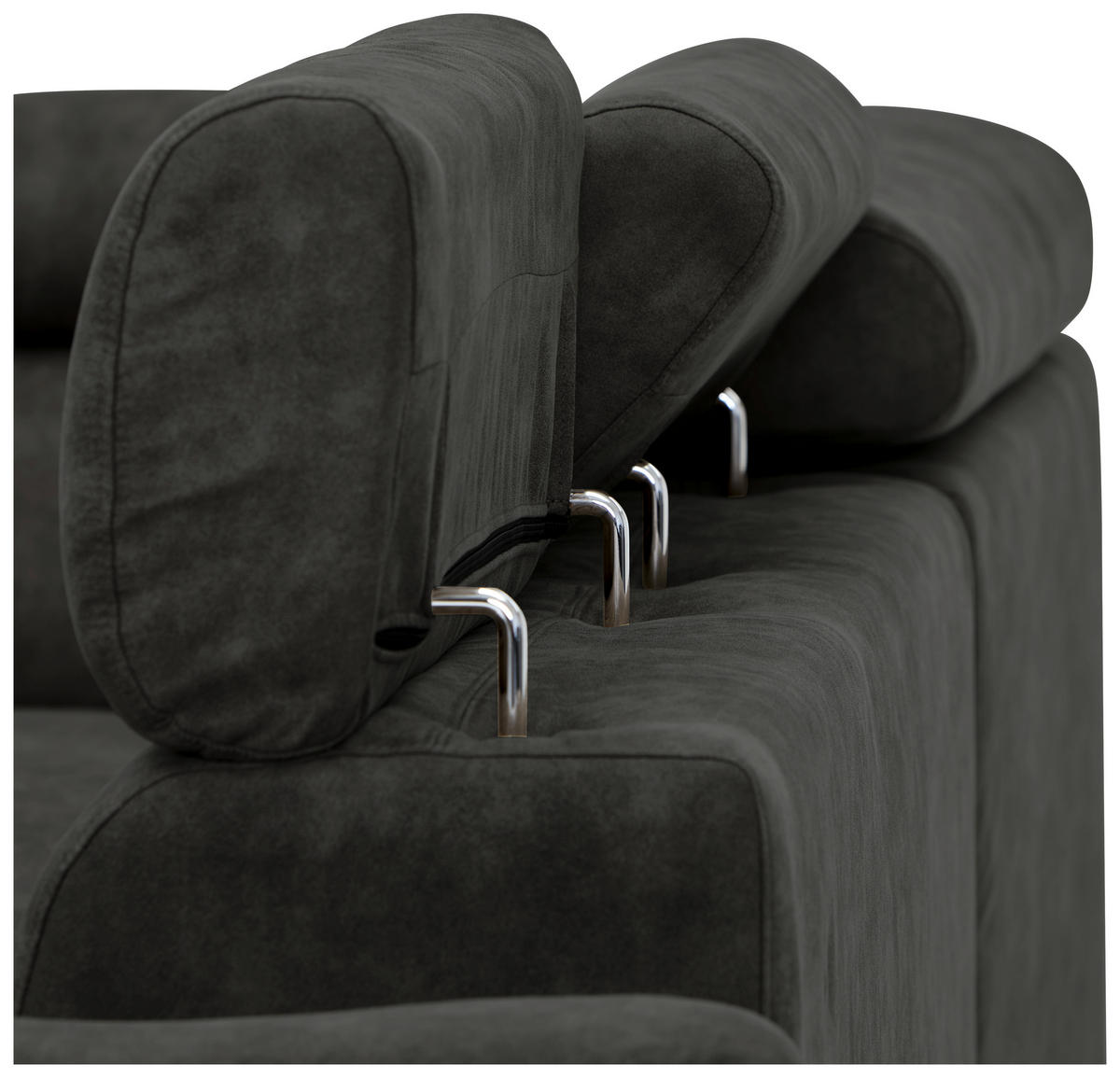 ECKSOFA Anthrazit Lederlook  - Anthrazit/Schwarz, Design, Kunststoff/Textil (230/263cm) - Hom`in