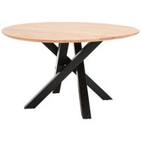 ESSTISCH in Holz, Metall 130/130/76 cm  - Schwarz/Akaziefarben, LIFESTYLE, Holz/Metall (130/130/76cm) - Landscape