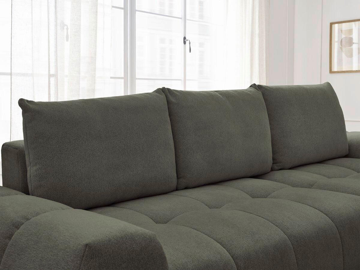 ECKSCHLAFSOFA EVEREST  mit Rücken echt, Armteil links, Armteil rechts Flachgewebe Grün  - Schwarz/Grün, MODERN, Kunststoff/Textil (318/180cm) - Livetastic