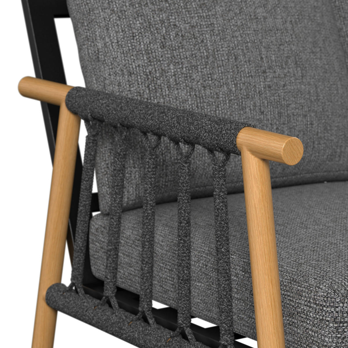 DINING-LOUNGESET Aluminium  - Dunkelgrau/Naturfarben, Basics, Glas/Textil (265,5/80/205,5cm) - Ambia Garden