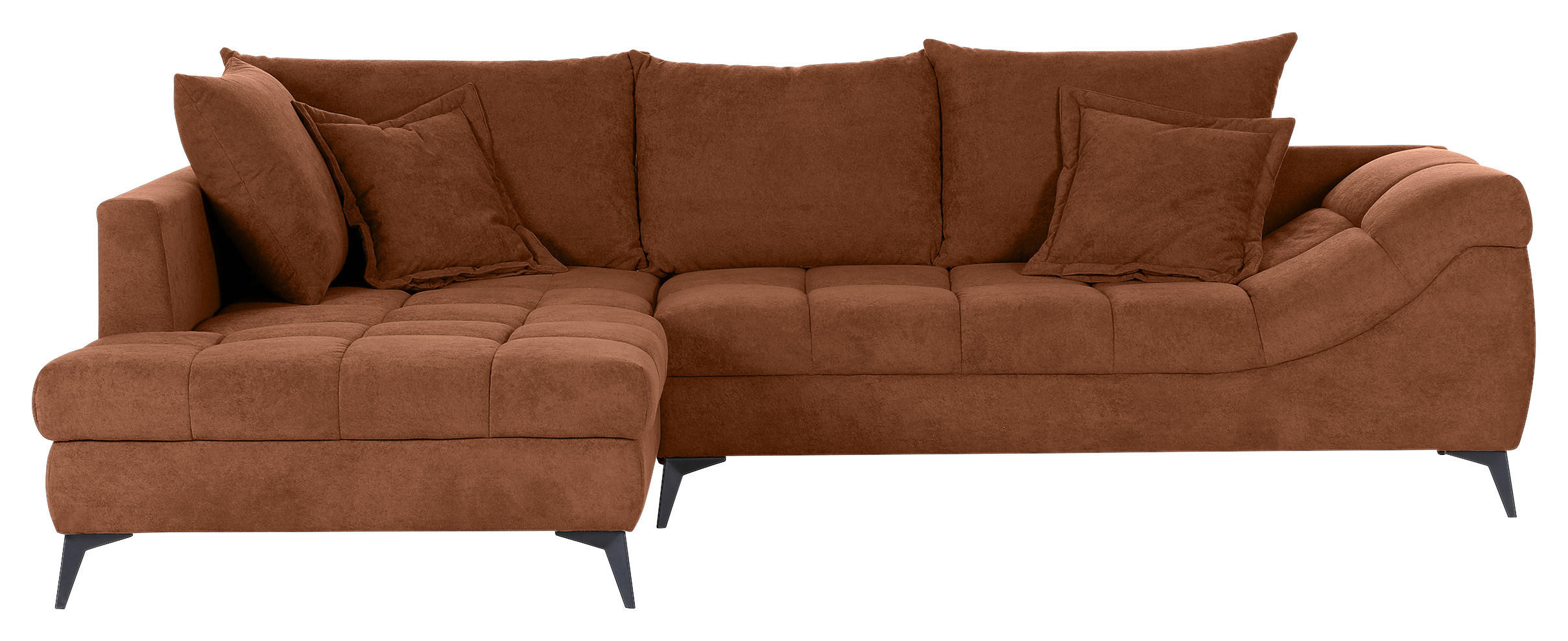 ECKSOFA in Flachgewebe Braun  - Schwarz/Braun, Design, Textil/Metall (224/307cm) - Stylife