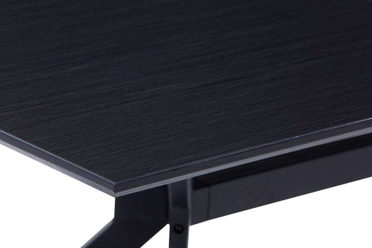 ESSTISCH in Metall, Holzwerkstoff 180/90/75 cm  - Dunkelgrau/Schwarz, Design, Holzwerkstoff/Metall (180/90/75cm) - Livetastic
