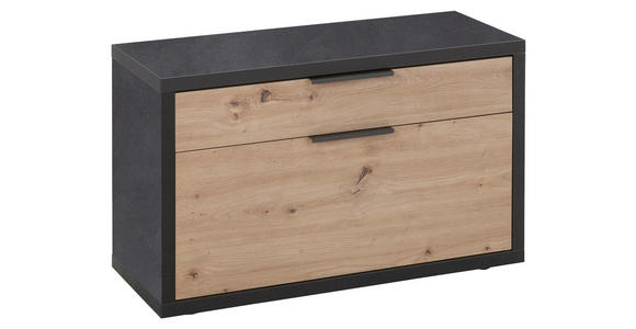GARDEROBENBANK Schieferfarben, Eiche Artisan - Schieferfarben/Schwarz, Design, Kunststoff/Metall (85,1/52,3/35,3cm) - Carryhome