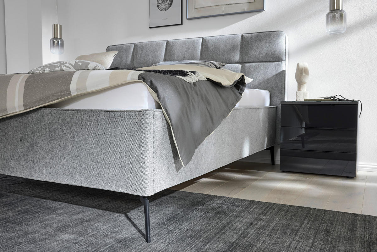 POLSTERBETT gepolstertes Kopfteil, motorische Verstellbarkeit, Fernbedienung, Lattenroste 180/200 cm  in Grau  - Birkefarben/Graphitfarben, KONVENTIONELL, Holz/Textil (180/200cm) - Musterring