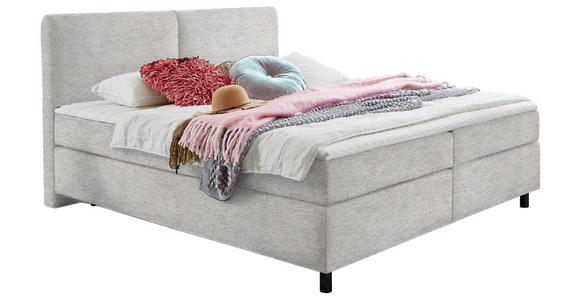 BOXSPRINGBETT 160/200 cm in Hellgrau - Hellgrau/Schwarz, KONVENTIONELL, Kunststoff/Textil (160/200cm) - Hom`in