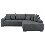 ECKSOFA in Webstoff Dunkelgrau  - Dunkelgrau/Silberfarben, KONVENTIONELL, Holz/Textil (294/195cm) - Cantus