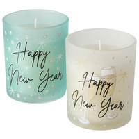 KERZE IM TOPF - Türkis/Weiss, Basics, Glas/Paraffin (7/8,3cm)