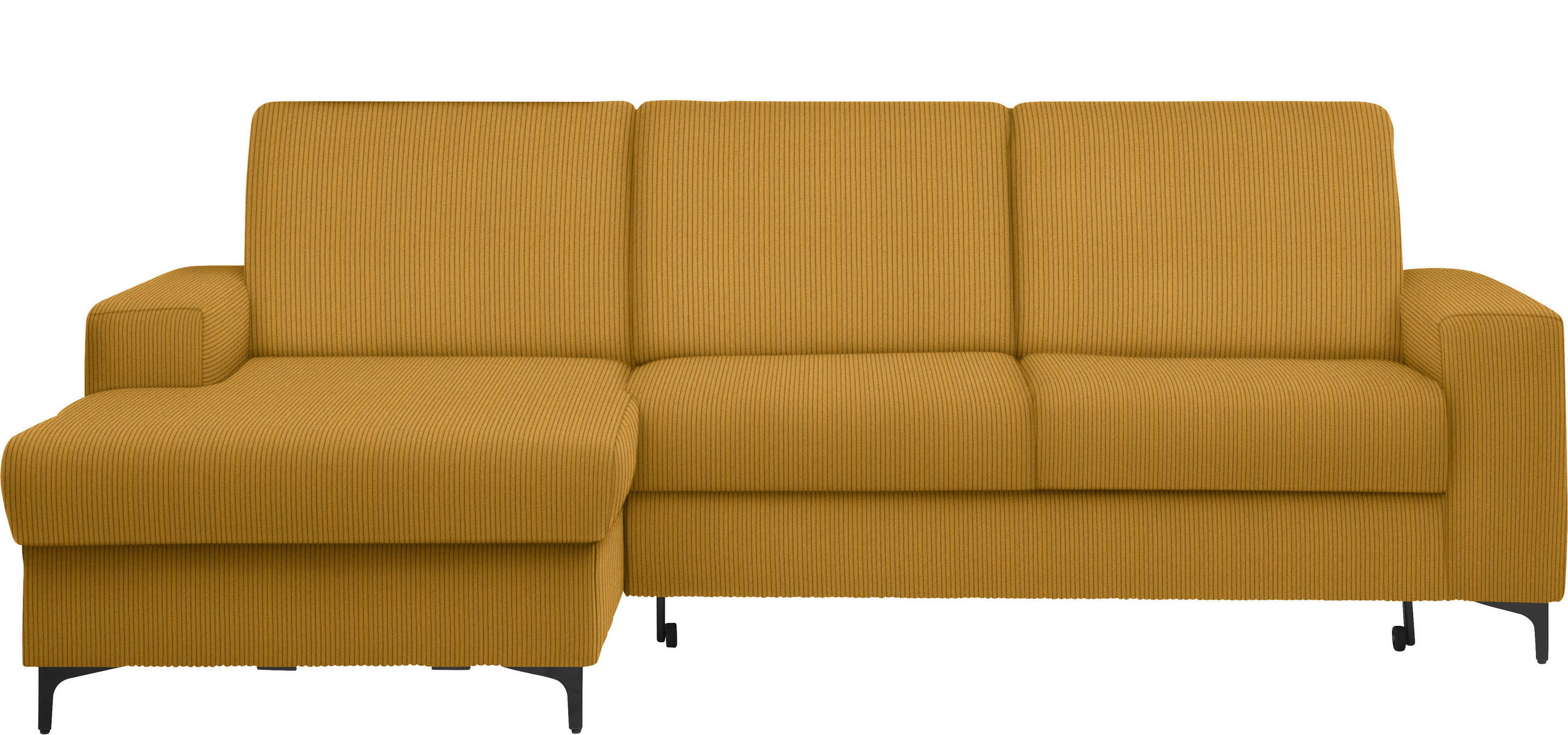 ECKSOFA in Cord Currygelb  - Currygelb/Schwarz, KONVENTIONELL, Textil/Metall (167/247cm) - Stylife