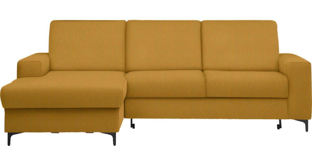 ECKSOFA in Cord Currygelb  - Currygelb/Schwarz, Konventionell, Textil/Metall (167/247cm) - Stylife