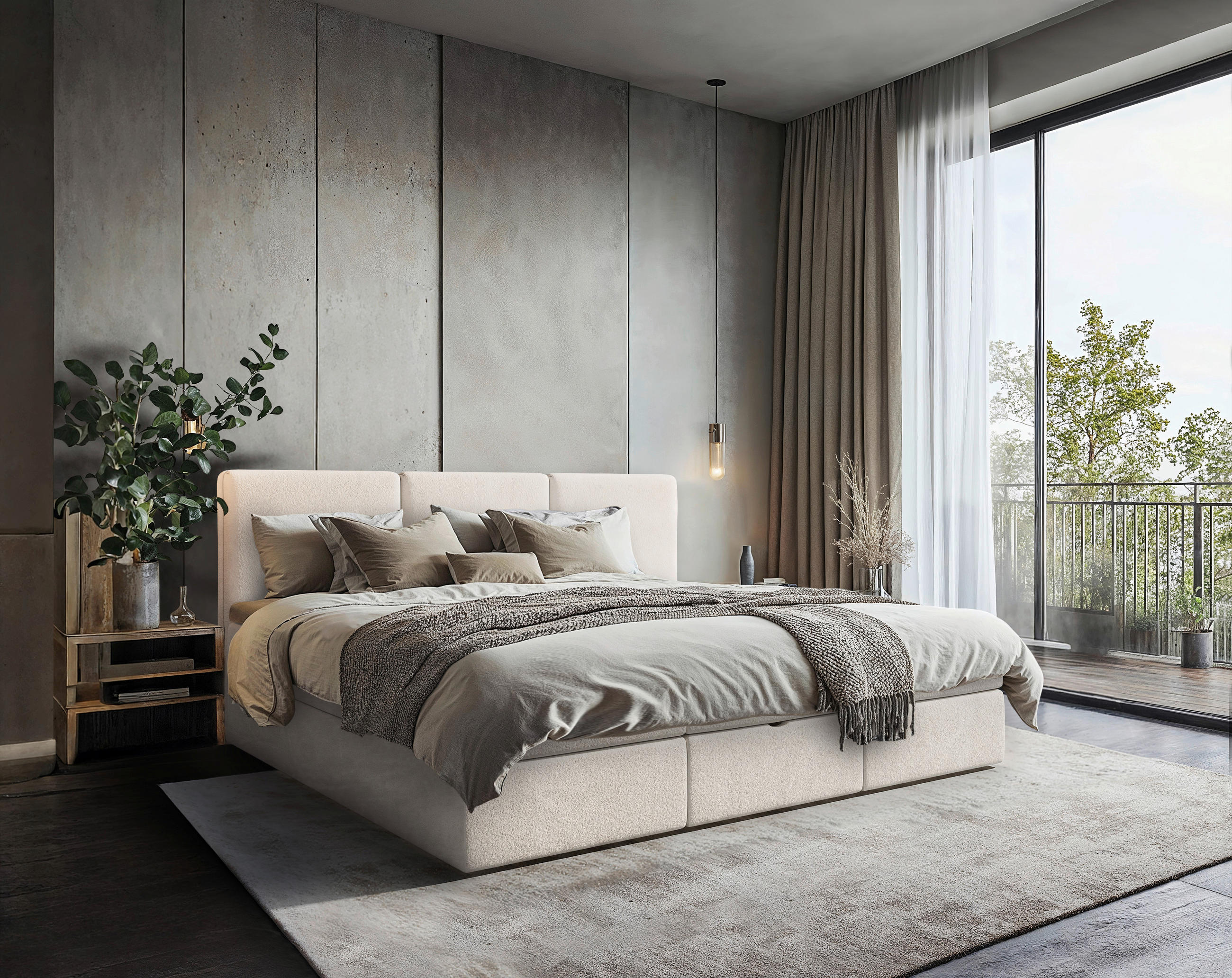 FAMILIENBETT - Creme/Schwarz, MODERN, Holz/Holzwerkstoff (270/200cm) - MID.YOU