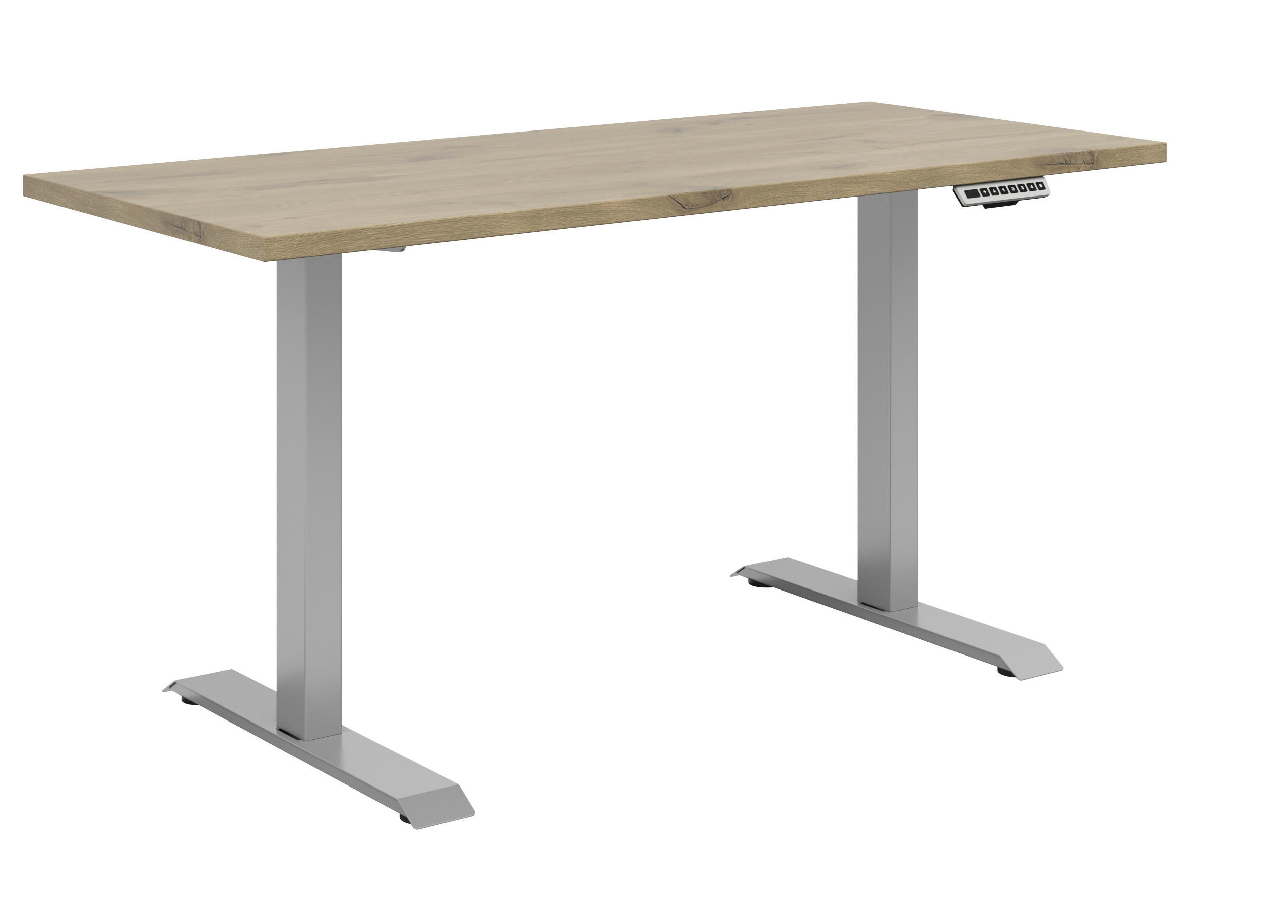 PISALNA MIZA leseni material barve hrasta - srebrne barve/barve hrasta, Konvencionalno, kovina/leseni material (135/68/72cm) - Voleo