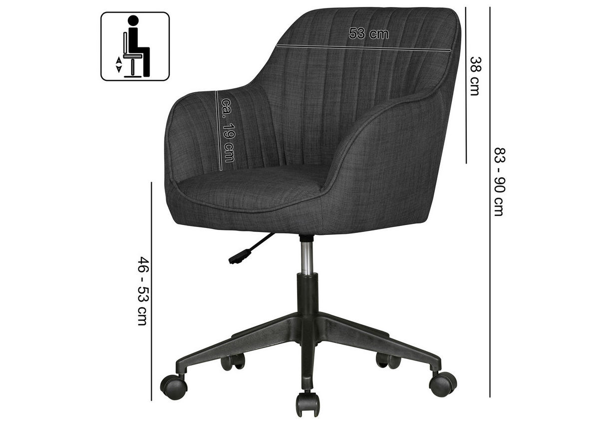 OTOČNÁ ŽIDLE, tkaná látka, antracitová - černá/antracitová, Moderní, textil/plast (65/83/65cm) - MID.YOU