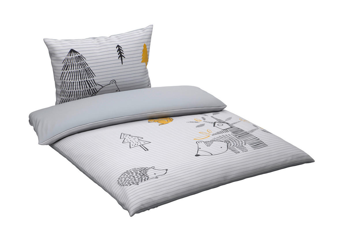 BABYBETTWÄSCHE Perkal 100/135 cm  - Grauweiß, Trend, Textil (100/135cm) - Avelia