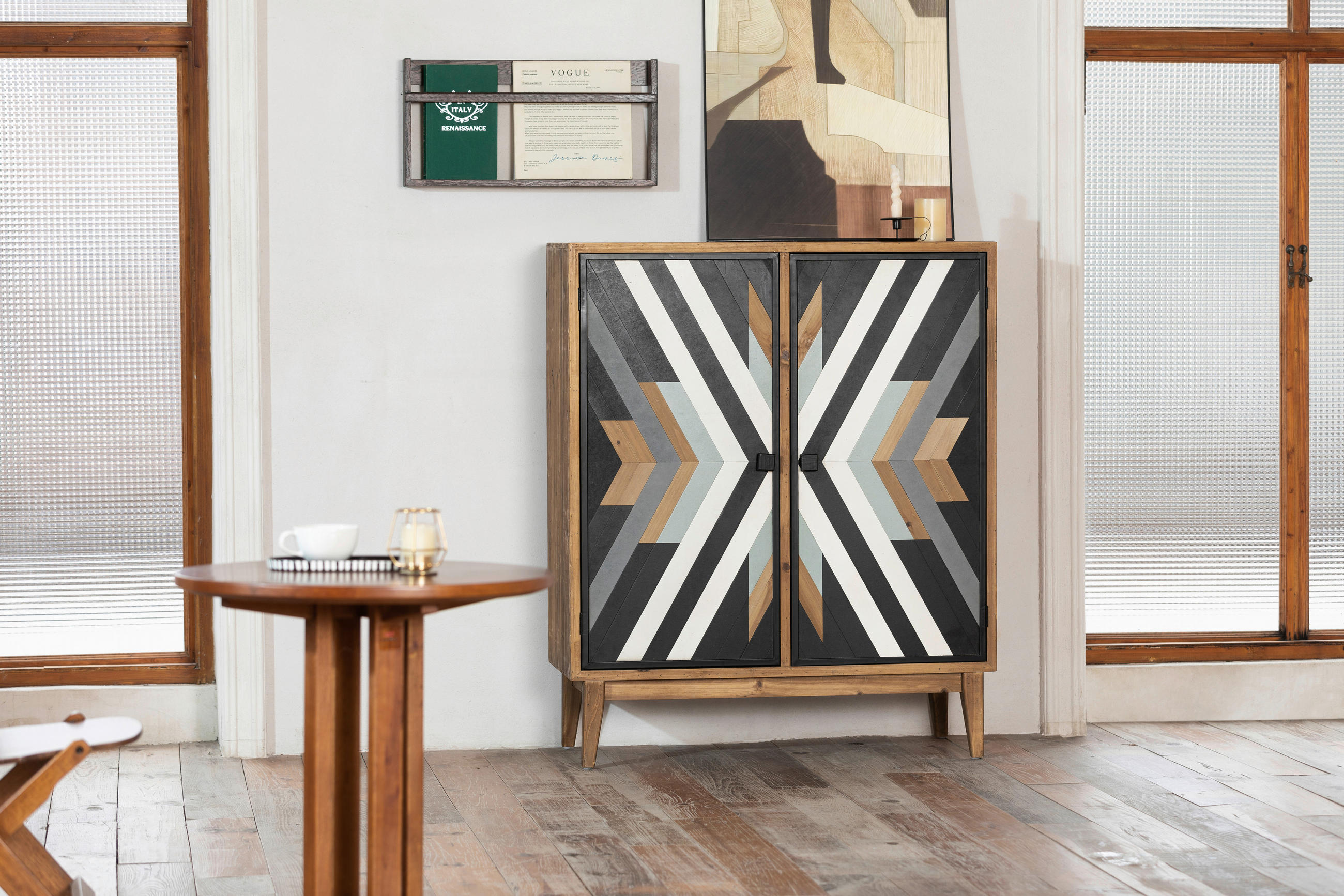 KOMMODE  in 100/120.5/42 cm  - Multicolor/Schwarz, KONVENTIONELL, Holz/Holzwerkstoff (100/120.5/42cm) - Livetastic