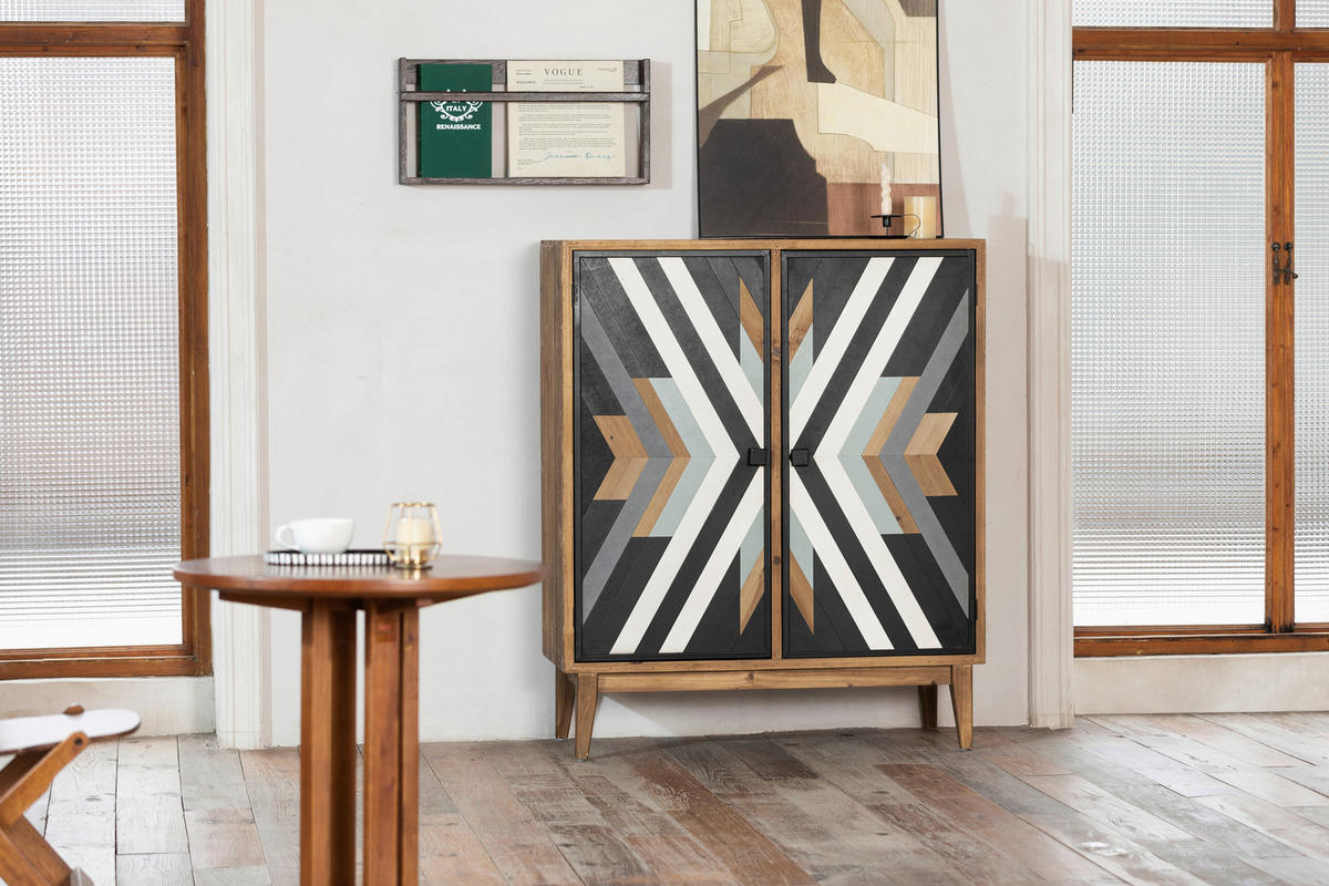 KOMMODE  in 100/120.5/42 cm  - Multicolor/Schwarz, KONVENTIONELL, Holz/Holzwerkstoff (100/120.5/42cm) - Livetastic