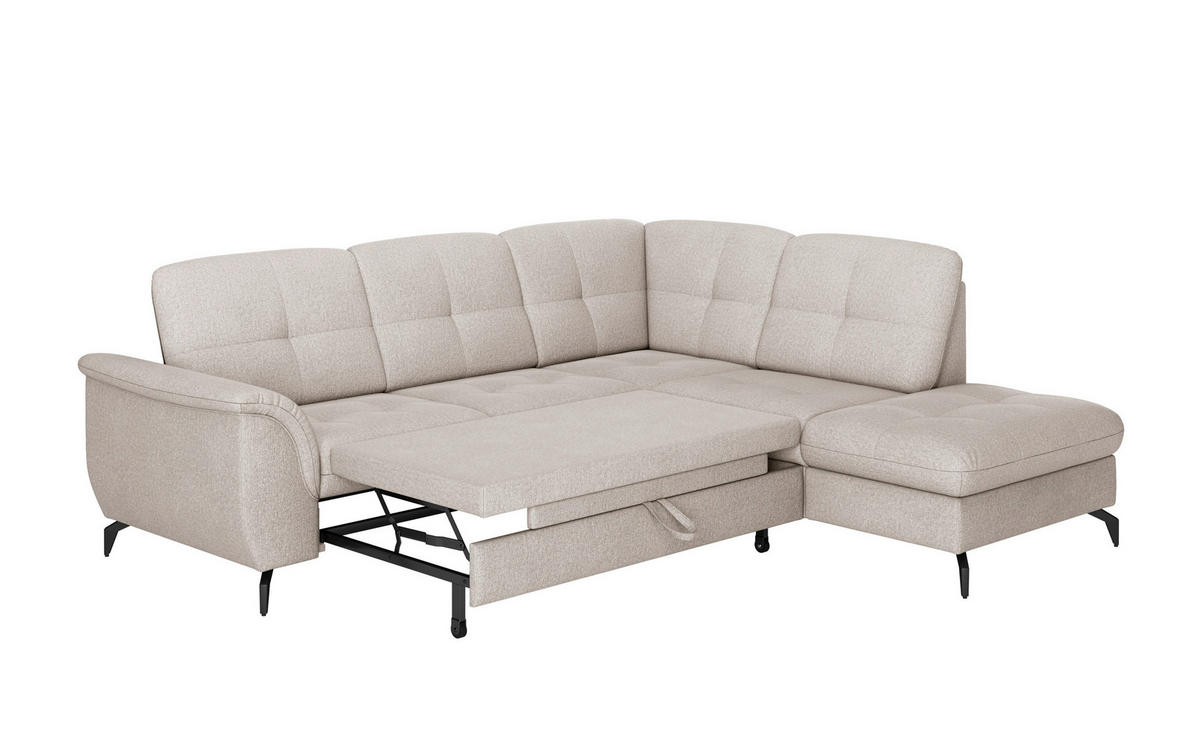 ECKSOFA in Flachgewebe Greige  - Greige/Schwarz, Modern, Textil/Metall (244/212cm) - Sit & More