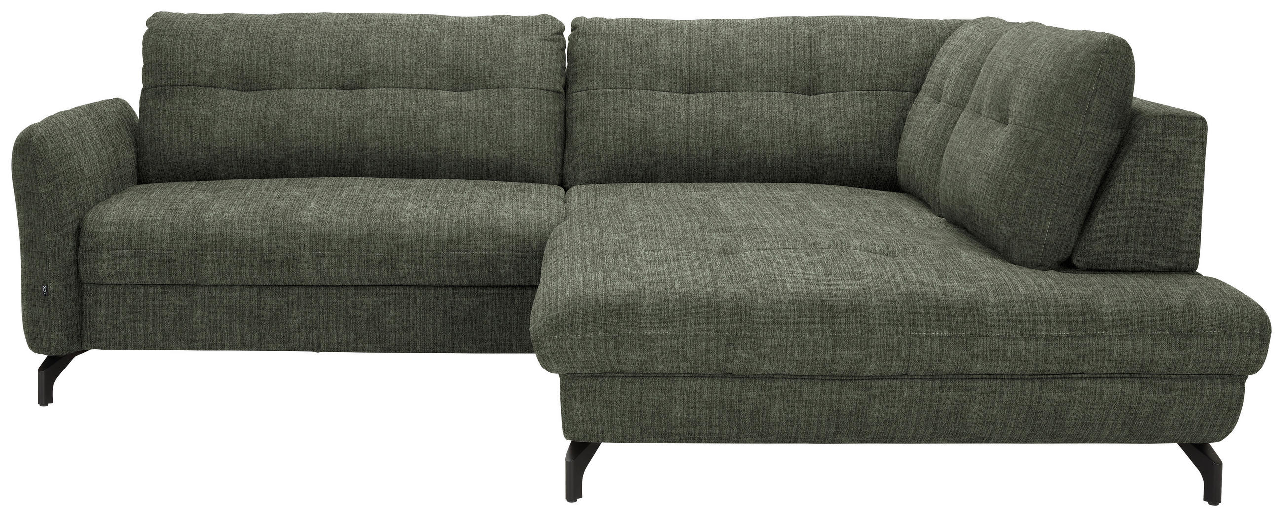 ECKSOFA  in Flachgewebe, Leinenoptik Grün  247/208 cm  - Schwarz/Grün, MODERN, Textil/Metall (247/208cm) - Xora