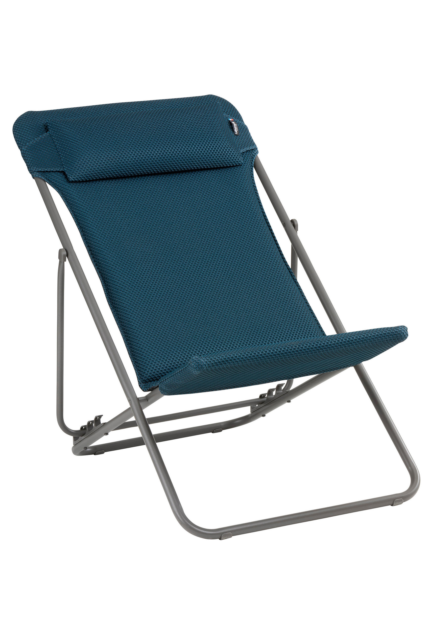 STRANDSTUHL Stahl Blau, Titanfarben  - Blau/Titanfarben, Basics, Textil/Metall (62/77-83/94cm) - Lafuma Mobilier