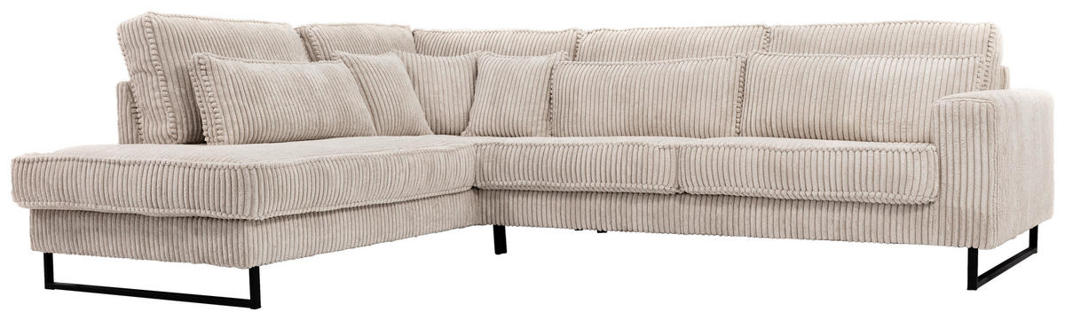 ROHOVÁ SEDAČKA, textil, kompozitní dřevo, béžová - černá/béžová, Konvenční, kov/kompozitní dřevo (284/253cm) - Livetastic