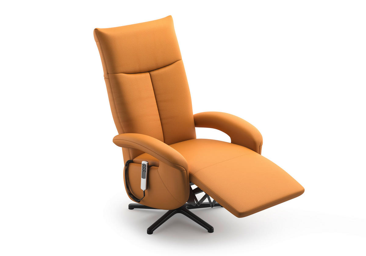 SESSEL in Echtleder Currygelb  - Currygelb/Schwarz, Konventionell, Leder/Metall (74/112/82cm) - Sit & More