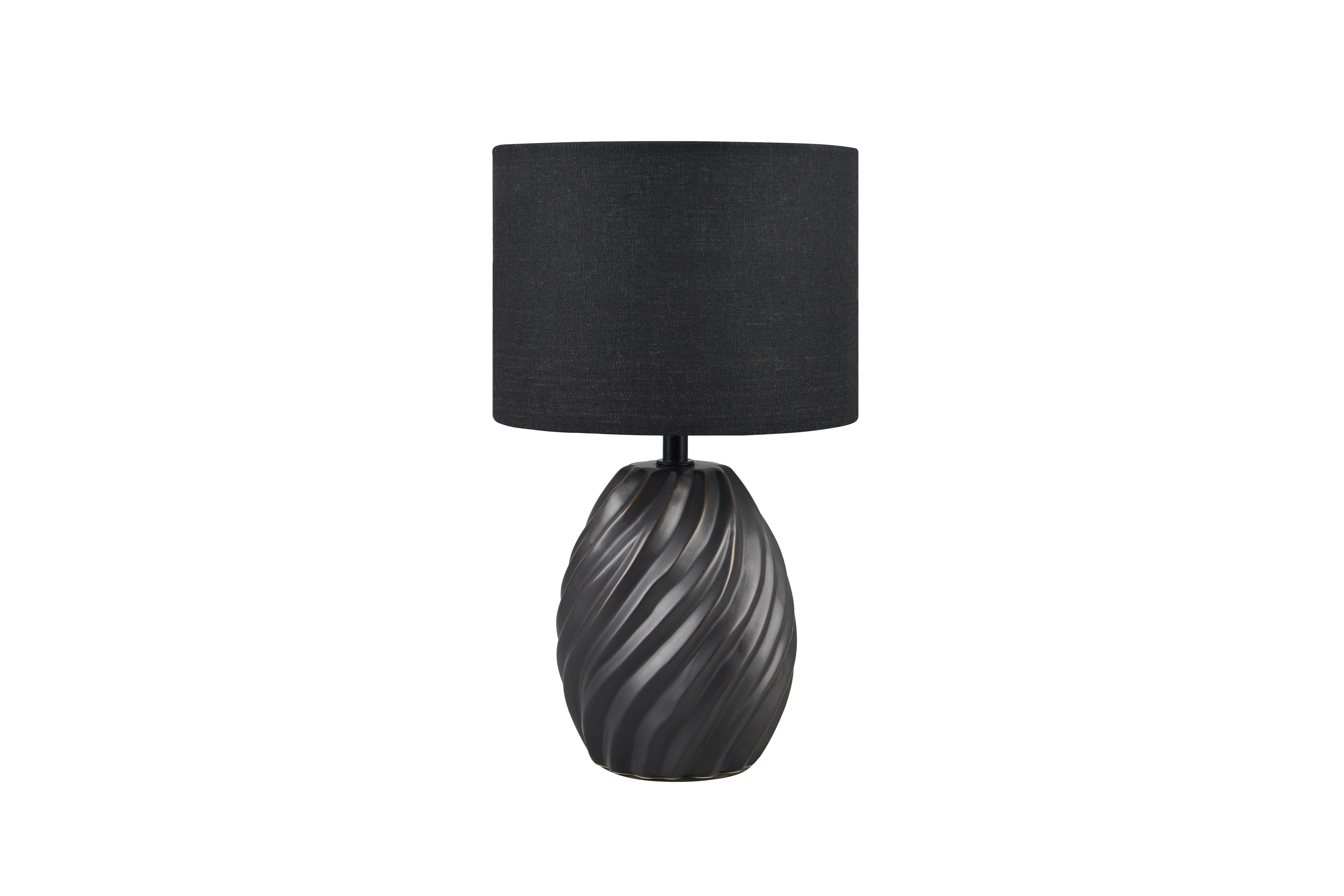 ASZTALI LÁMPA - fekete, Basics, Üveg/textil (18/31cm)