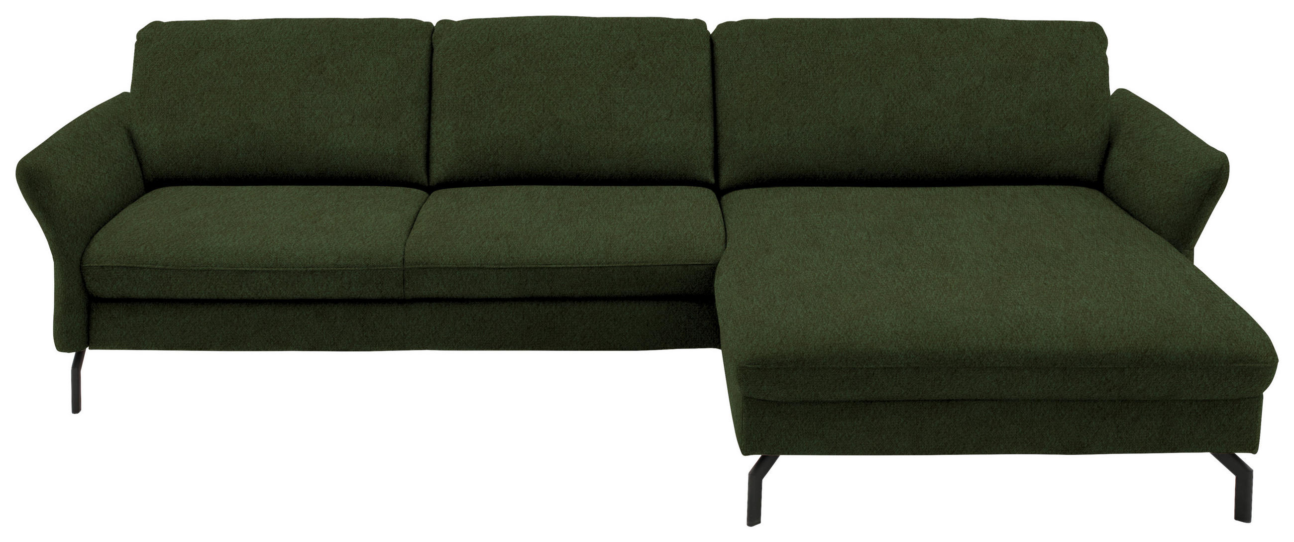 ECKSOFA in Velours Waldgrün  306/179 cm  - Waldgrün/Schwarz, Design, Textil/Metall (306/179cm) - Beldomo System